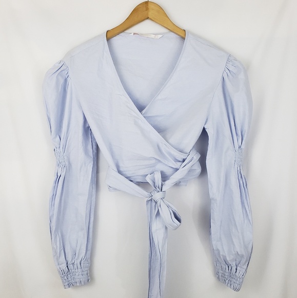 Zara Tops - Zara Trafaluc Puffed Sleeved Wrap Blouse Size S